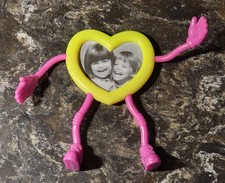 Vintage 1991  Neon Yellow & Pink Bendable Heart Photo Frame -  Fits 2.5