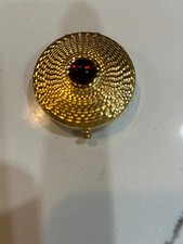Estee Lauder Compact- Gold with Red Stone- New picture