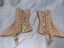 VTG 1930s–40s Canvas Leggings Puttees Trim Line All Buttons Military Marching picture