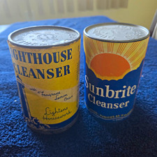 Vintage Sunbrite Cleanser Armour Lighthouse Tin Cans Paper Label Advertising picture