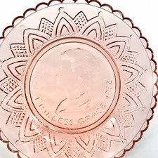 Millville Glass Cup Plate Coaster Princess Grace with Stand 1982 3 1/2” picture