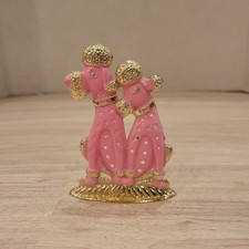 Vintage Pink Gold Metal Earring Holder Tree Poodle Dog Retro Kitschy 1970’s picture