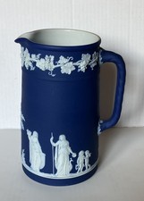 Antique Wedgwood Jasperware Portland Blue Neoclassical Pitcher 7.5 Inches picture