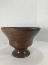 Early Turned Wood Large 8.75” X 6” Pedestal Farmhouse Footed Bowl picture