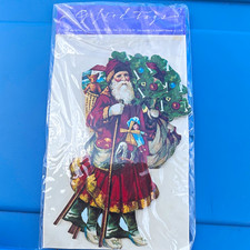 Vintage John Grossman, Inc. Santa Christmas Gift Tags Multicolor Paper Set of 5 picture