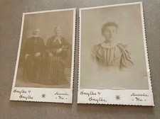 (2) Vintage 1880's Cabinet Cards Portrait Early Settlers of Muscoda Wisconsin picture