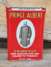 VINTAGE 1970'S PRINCE ALBERT CRIMP CUT LITHOGRAPH METAL TOBACCO TIN OVAL BOX picture