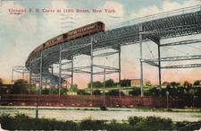 1910 Elevated R.R. Curve 110th Street New York City Postcard NYC Train picture