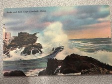 Rocks and Surf at Cape Elizabeth Maine Postcard * picture