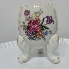 Napco Cracked Egg Vase Porcelain Hand Painted Floral Collector Egg Figurine picture