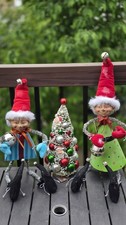 WHIMSICAL HOLIDAY POSABLE ELFS ROBERT STANLEY/MARK ROBERTS STYLE HOME DECOR 2PC  picture