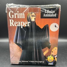 Vintage 1993 Animated Grim Reaper Halloween Gemmy Decoration Works picture