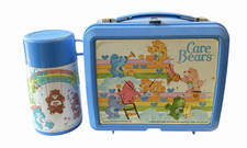 Vintage Care Bears Plastic Lunch Box With Thermos 1983 American Greetings picture