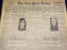 1951 OCT 17 NEW YORK TIMES - EGYPTIANS BATTLE BRITISH IN SUEZ AREA - NT 2042 picture