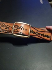 Budweiser Vintage Leather Belt with Brass Buckle 36