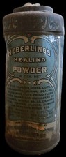 Early 1900s Heberling Healing  Powder Tin Canister 7 In. Medicine Horse Farmer  picture