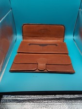 Antique Civil War Era 1800s Brown Leather Long Wallet W/ Paperwork  picture