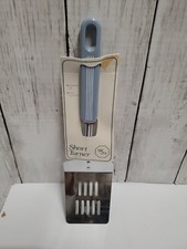 Vintage Stainless Short Spatula Dusty Blue Handle 11 inch 2.5 in across spatula picture
