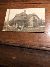 Vintage House - People Posing Dog - AZO Real Photo Post Card RPPC picture
