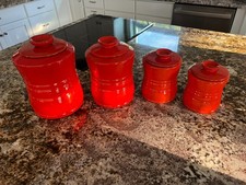 FRANKOMA PLAINSMAN FLAME RED ORANGE CANISTER SET #26 FACTORY MINT 4 PC COMPLETE picture