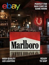 Marlboro Cigarette Light Up LED Neon Sign Reds Cowboy Zippo Ashtray Rolling picture