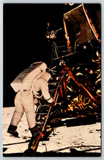 c1960s Apollo 11 Moon Landing Astronaut Going Down Ladder Neil Vintage Postcard picture