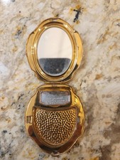 Vintage ELGIN American Elgina Red Guilloche Enamel Art Deco Makeup Compact Case picture