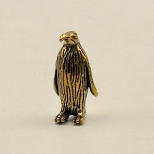 BG10 Vintage Brass tone Penguin Miniature Figurine Gold Bird Sculpture Small picture