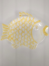 Vintage Italian Ceramic Fish Dish Ravello Italy Yellow picture