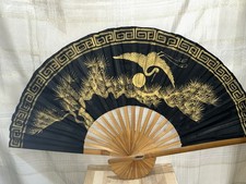 Lrg. Bamboo Vtg. Oriental Handmad  40” X 24” Wall Fan. Made In Thailand picture