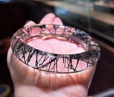 59mm Natural Black Rutile Quartz Crystal Bracelets Reiki Healing picture