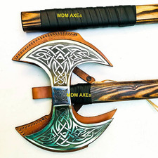 1pc Axe Only-Double Head Hand forged High carbon steel handmade Viking Axe Gift picture