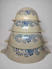 Vtg Pyrex Homestead Cinderella Mixing Bowls Set 441, 442, 443, 444 No Chips picture