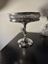 Vintage Silver Plated Tazza Centerpiece With Figural Cherub picture