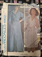 *VTG/OOP* ‘70s McCALLs 4952 HALSTON Shirt Dress Maxi Size 14 UC/FF picture