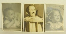 3 Vintage 1900s Baby Girl Funny Face Photos -  Goofy Cutie Child picture
