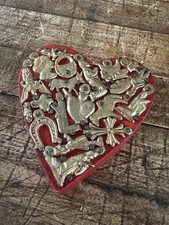 Orange Wood Heart Milagros Handmade Mexican Folk Art Love Token Small Size picture