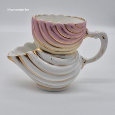 Antique German Porcelain Shell Scuttle Shaving Mug Pink Ombre Gold Gilt c1900 picture