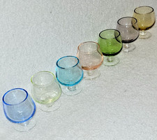 Vintage Mid-Century Modern Multi-Color Cordial Shot Glasses - Set of 7 picture