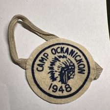 RARE Vtg  1948 CAMP OCKANICKON Arm Felt Camp Patch Boy Scout BSA Indian Logo picture