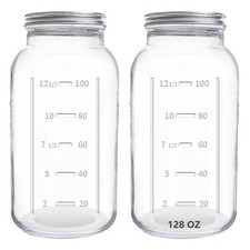128 Oz Mason Jars Extra Wide Mouth 2 Pack 1 Gallon Glass Large Jars Airtight NEW picture