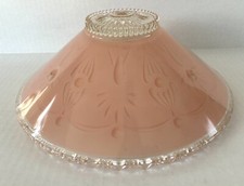 Antique Flush Mount Glass Lamp Shade Pink & Clear Embossed Design Art Deco picture