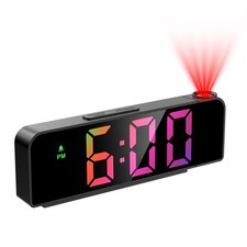 JXTZ Projection Alarm Clock, Clocks with Large, Black-colorful picture