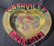 Vintage Metal  Ashtray Nashville Tenn Music City Collectables Japan MCM picture
