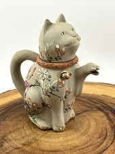 Japanese Banko Ware Figural Beckoning Cat Tea Pot 6