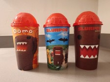 7-Eleven Domo-kun 2009 Plastic Slurpee Cups with Lids, 7-11 Complete Set of 3 picture