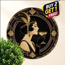 Christmas Festive Print Round Metal Sign Holiday Winter Party Banner Tin Plaque picture