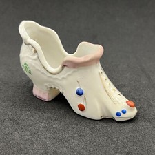 Vintage PICO Occupied Japan Mini High Heel Shoe Slipper Porcelain Rose Gold Trim picture