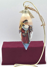Vintage OWC Reverse Painted Santa Teardrop Glass Christmas Ornament Old World picture