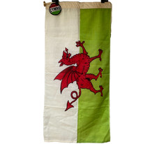 CYMRU British Wales Welsh Linen Red Dragon Flag Banner Round Patch Nylon Wool picture